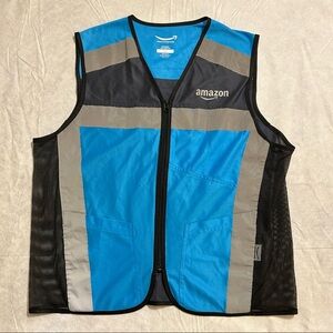 Amazon Blue Reflective High Visibility Vest Delivery Employee Uniform Mens M/L